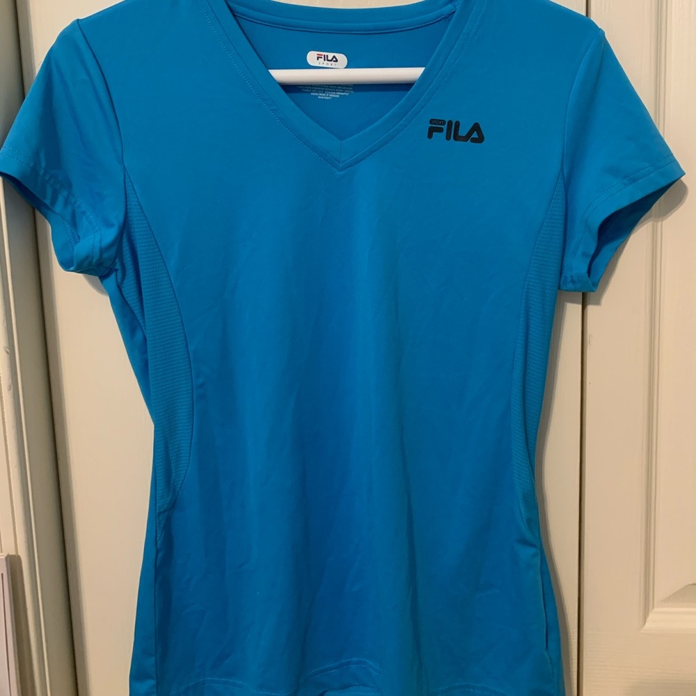 Blue short sleeve Fila top